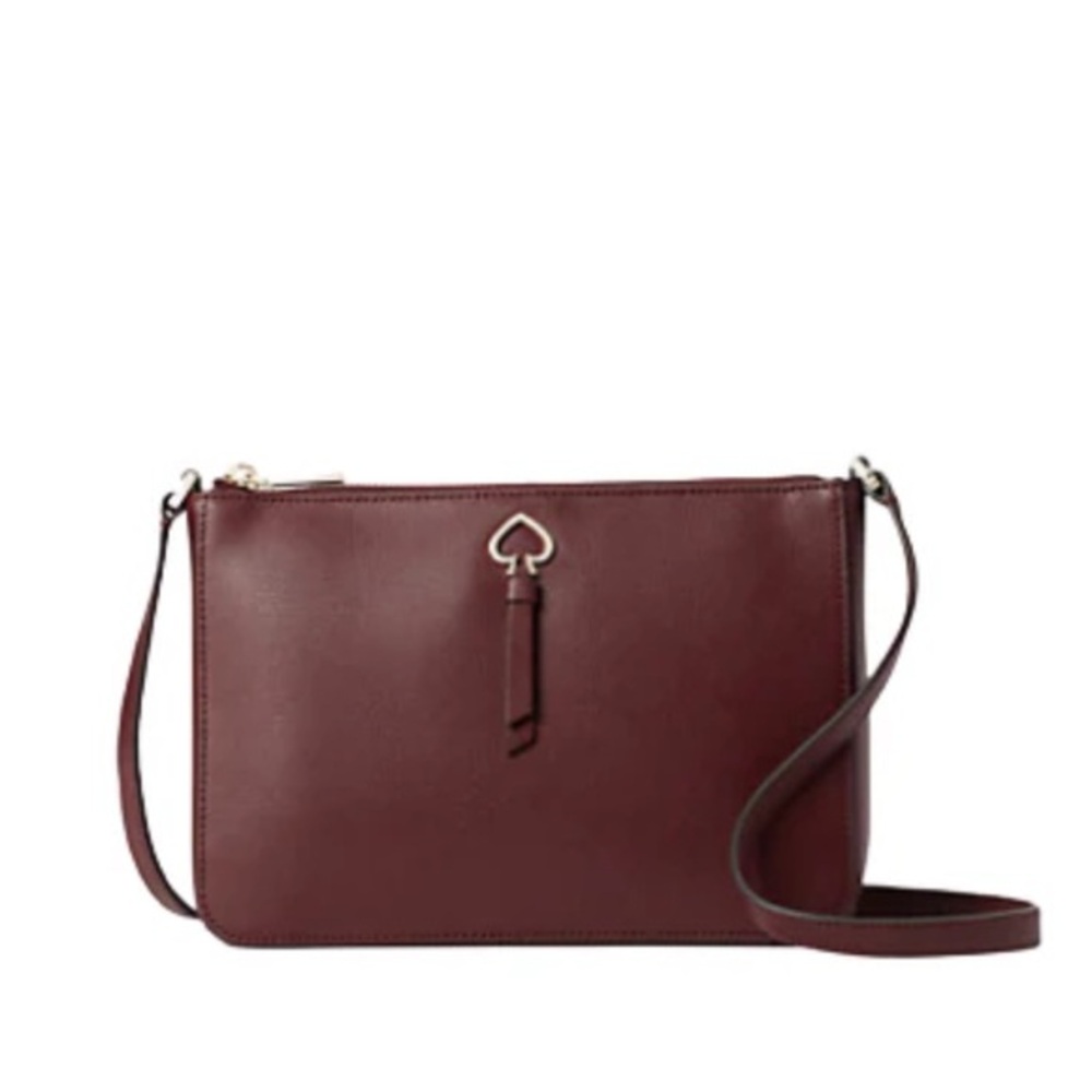 KATE SPADE NEW YORK ADEL CHERRYWOOD MEDIUM TOP ZIP CROSSBODY PURSE